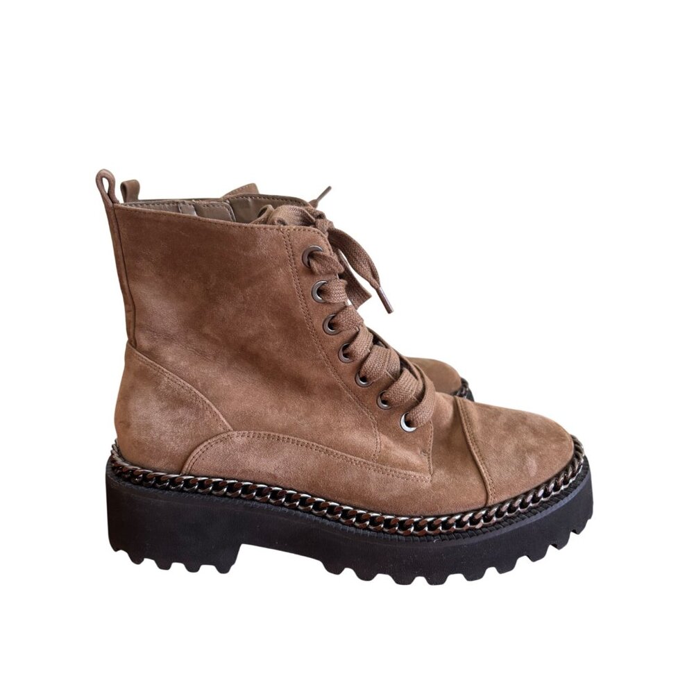 Vince Camuto Womens Mindinta Chain Trim Combat Boot With Lug Sole & Suede Upper - Picture 5 of 13